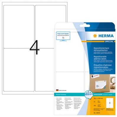 HERMA Universal-Etiketten Special, 99,1 x 139 mm, weiá