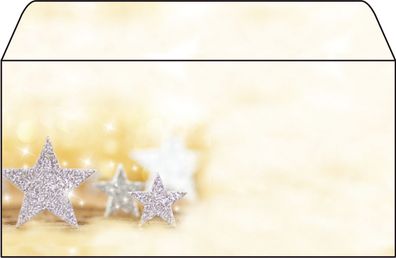 sigel DU035 Weihnachtsbriefumschläge Glitter Star DIN lang ohne Fenster(T)