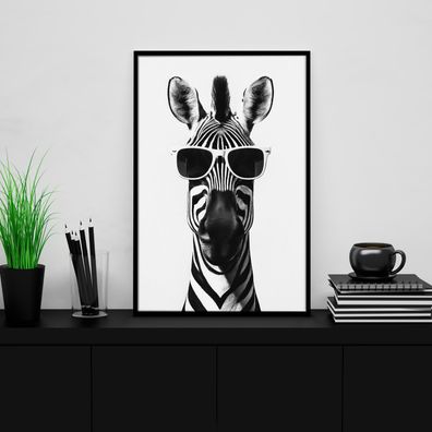 Wandbild Porträt Zebras mit Brille Tiere , Leinwand , Acrylglas , Moderne Kunst Deko