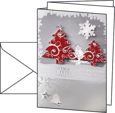 SIGEL DS454 Sigel® Weihnachts-Karten "Three Trees" - A6 (A5), 10 Karten, Handmade