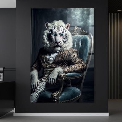 Wandbild Kaiserliches weißes Tiger tier , Leinwand , Acrylglas , Poster Kunst Deko