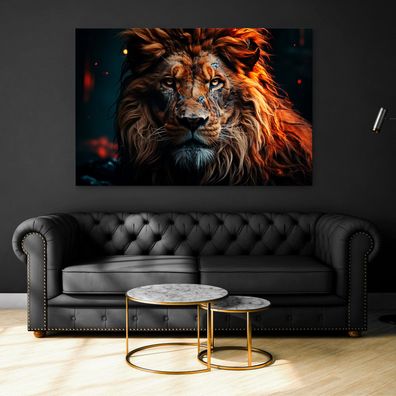 Wandbild Porträt eines Löwen Tier , Leinwand , Acrylglas , Poster Modern Kunst Deko