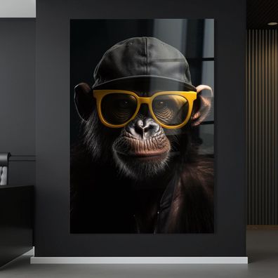 Wandbild Affe mit Brille pop art , Leinwand , Acrylglas , Poster Modern Kunst Deko