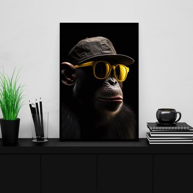 Wandbild Affe mit Brille , tier , Leinwand , Acrylglas , Poster Modern Kunst Deko