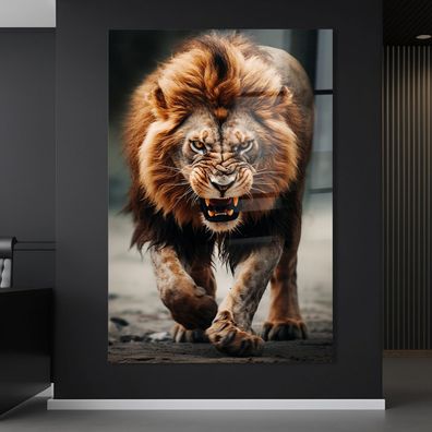 Wandbild Nervöser Löwe Tier , Leinwand , Acrylglas , Poster Modern Deko Kunst