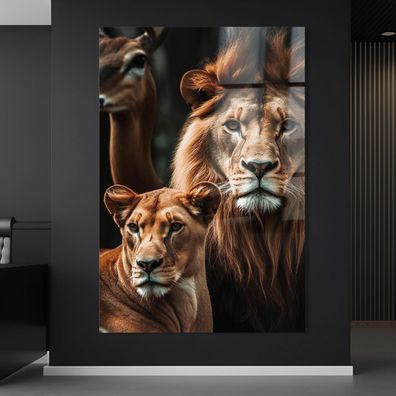 Wandbild Löwenfamilie Tier , Leinwand , Acrylglas , Poster Modern Deko Kunst
