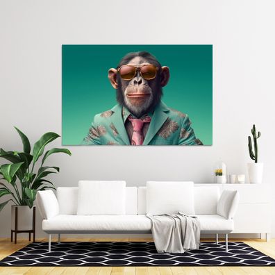 Wandbild Cool Affe mit Brille Tier , Leinwand , Acrylglas , Poster Modern Deko Kunst
