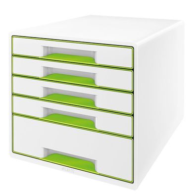 Leitz 5214-20-54 Schubladenbox WOW CUBE A4/ C4 5 geschlossene Schubladen grün/ weiß