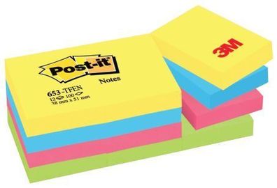 Post-it® 653-TFEN Haftnotizen Active Collection - 51 x 38 mm, 12 Blöcken