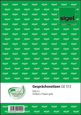 10x Sigel® GE513 Gesprächsnotizen A5 Papier gelb 50 Blatt