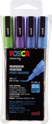 uni-ball® 186512 Pigmentmarker POSCA - 0,9 - 1,3 mm, 4er Set Glitter sortiert