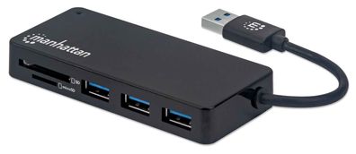 Manhattan 164931 3-Port USB 3.2 Gen 1 Hub A-St./ 3xA & Card Reader