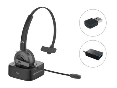 Conceptronic POLONA03BDA Headset Wireless Bluetooth mit Ladestation USB Audio ...