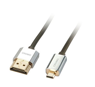 Lindy 41681 CROMO Slim HDMI High Speed A/ D Kabel, 1m mit Ethernet