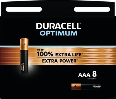 Duracell® 137714 Batterien Optimum Alkaline - Micro/ LR03/ AAA, 1,5 V, 8 Stück