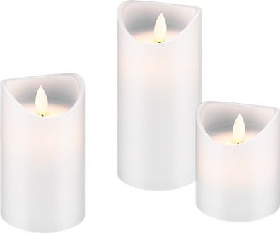 Goobay 66541 3er Set LED Echtwachs-Kerzen, weiß - Wunderschöne und sichere Lichtlö...