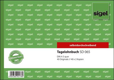 Sigel® SD065 Tagelohnbuch A5 quer 1., 2. und 3. Blatt bedruckt SD MP 3 x 40 Blatt(S)