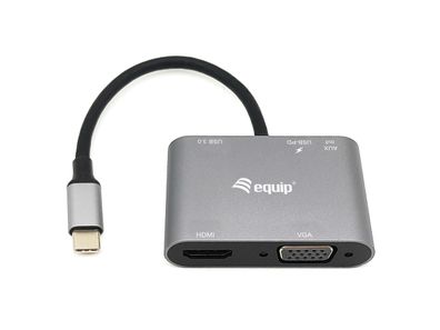 Equip 133483 Equip Adapter 5in1 USB-C->HDMI, VGA/ USB3.0, PD, AUX,4K60Hz 0.15