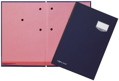 Pagna® 24201-02 Unterschriftsmappe DE LUXE - 20 Fächern, A4, Leinen-Einband, blau