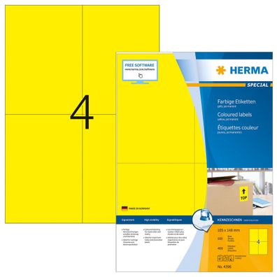 HERMA Universal-Etiketten Special, 105 x 148 mm, gelb