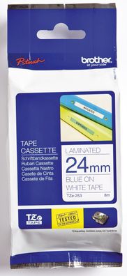 Brother TZE253 Schriftbandkassette weiß/ blau 24 mm(T)