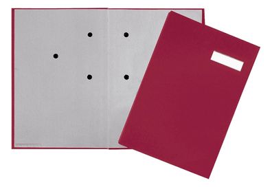 PAGNA 24052-11 Unterschriftsbuch - 5 Fächer, Karton mit Stoffeinband, rot