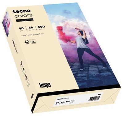 TECNO 2100011396 Multifunktionspapier tecno® colors A4 80 g/ qm hellchamois 500 Blatt
