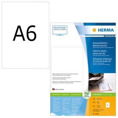 HERMA Premium Universal-Etiketten, 105 x 148 mm, weiá