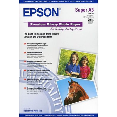 EPSON C13S041316 Fotopapier DIN A3+ hochglänzend 250 g/ qm 20 Blatt