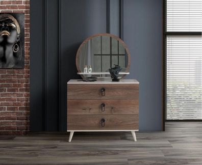Schlafzimmer Kommode mit Spiegel Luxus Modern Möbel Set 2tlg Holz Neu