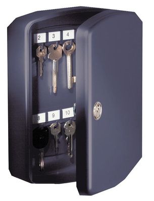 Schlüsselschrank "Key-Box" - 15 Haken, schwarz, mit Zylinderschloss