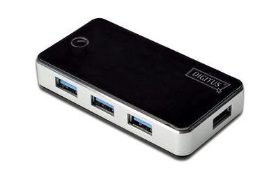 Digitus USB 3.0 Hub, 4-Port, schwarz, inkl. Netzteil