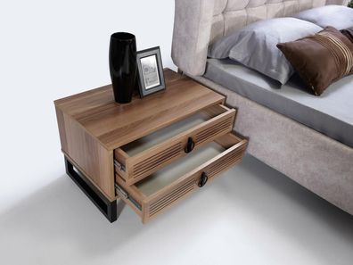 SchlafZimmer Nachttisch Design Beistell Holz mit Metall Luxus Neu