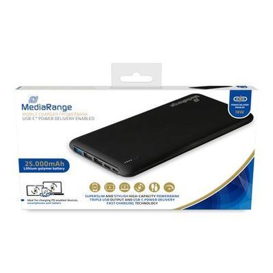 MediaRange MR754 Mobiles Ladegerät | Powerbank 25.000mAh mit USB-C™ Power Delivery...
