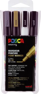 uni-ball® 186504 Pigmentmarker POSCA - 0,9 - 1,3 mm, 4er Set sortiert