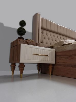Schlafzimmer Nachttische Material Holz Stil Möbel Braun Neu Luxus