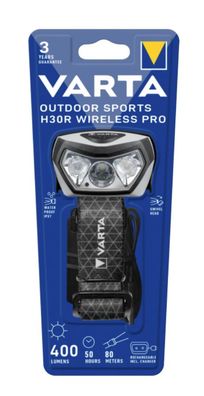 VARTA 18650101401 Outdoor Sports H30R Wireless Pro LED Stirnlampe schwarz, 400 Lumen