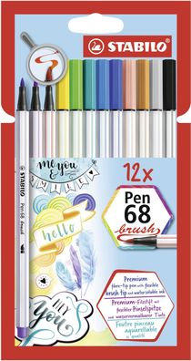 Stabilo 568/12-21 Stabilo Pinselstift Pen 68 brush, 12er Karton-Eui