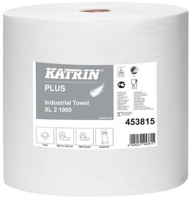 KATRIN 453815 Wischtuch Plus Industrial XL weiß, 2-lagig, 1000 Blatt