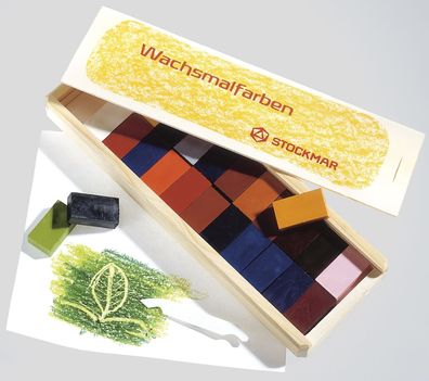 Stockmar 35600 Wachsmalblöcke - 24 Farben, Holzkassette