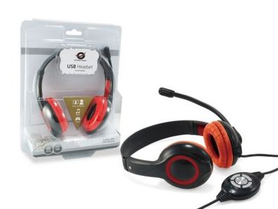 Conceptronic Chatstaru2r Conceptronic USB-Headset 2m Kabel USB2.0 rot