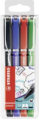 Stabilo® 187/4 Fineliner sensor® - 0,7 mm, Kunststoffetui mit 4 Stiften