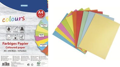 STYLEX® 40825 Kopierpapier - A4, 75/80 g/ qm, 250 Blatt, sortiert