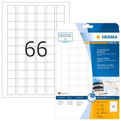 HERMA Inkjet-Etiketten Special, 25,4 x 25,4 mm, weiá