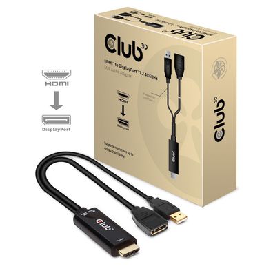 Club 3D CAC-1331 Club3D Adapter HDMI 2.0 > DP 1.2 4K@60Hz HDR aktiv St/ Bu retail