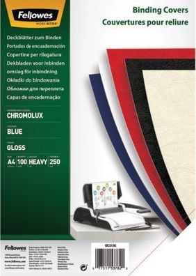 Fellowes® 5378203 Deckblätter Chromolux - A4 Deckblätter, blau, 100 Stück