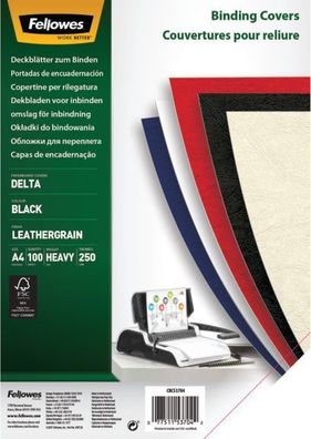 Fellowes® 5370405 Deckblätter - Lederstruktur, A4, schwarz, 100 Stück
