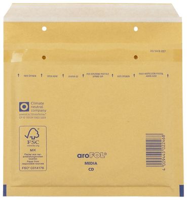 Arofol ® 2FVAF000013 Luftpolstertaschen CD, 180x165 mm, goldgelb/ braun, 100 Stück