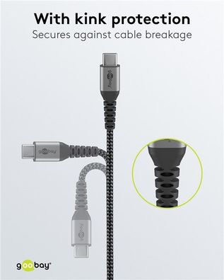 goobay 49296 USB 2.0 A/ USB C Kabel 1,0 m schwarz grau