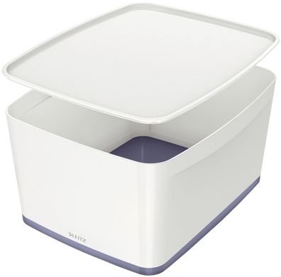 Leitz 5216-10-01 Aufbewahrungsbox MyBox Groß - A4, mit Deckel, ABS, weiß/ grau